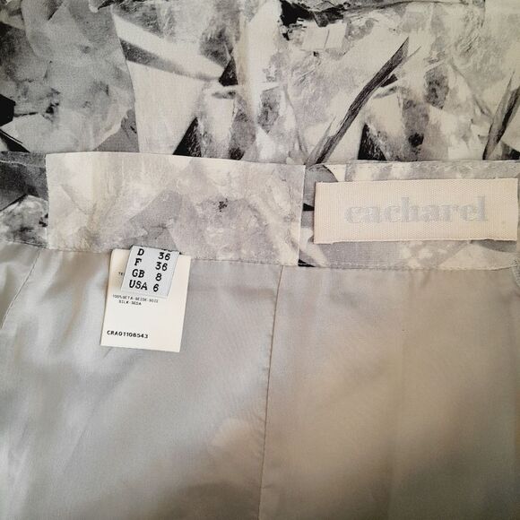 Cacharel Mini Pleat Silk Skirt Geometric Paint Artsy Career Wear ContemporarySz6 - Picture 10 of 12